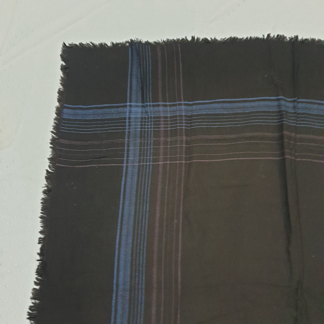 Платок головной, х/б, коричневый с полосами, 74х68 см, СССР. Картинка 6